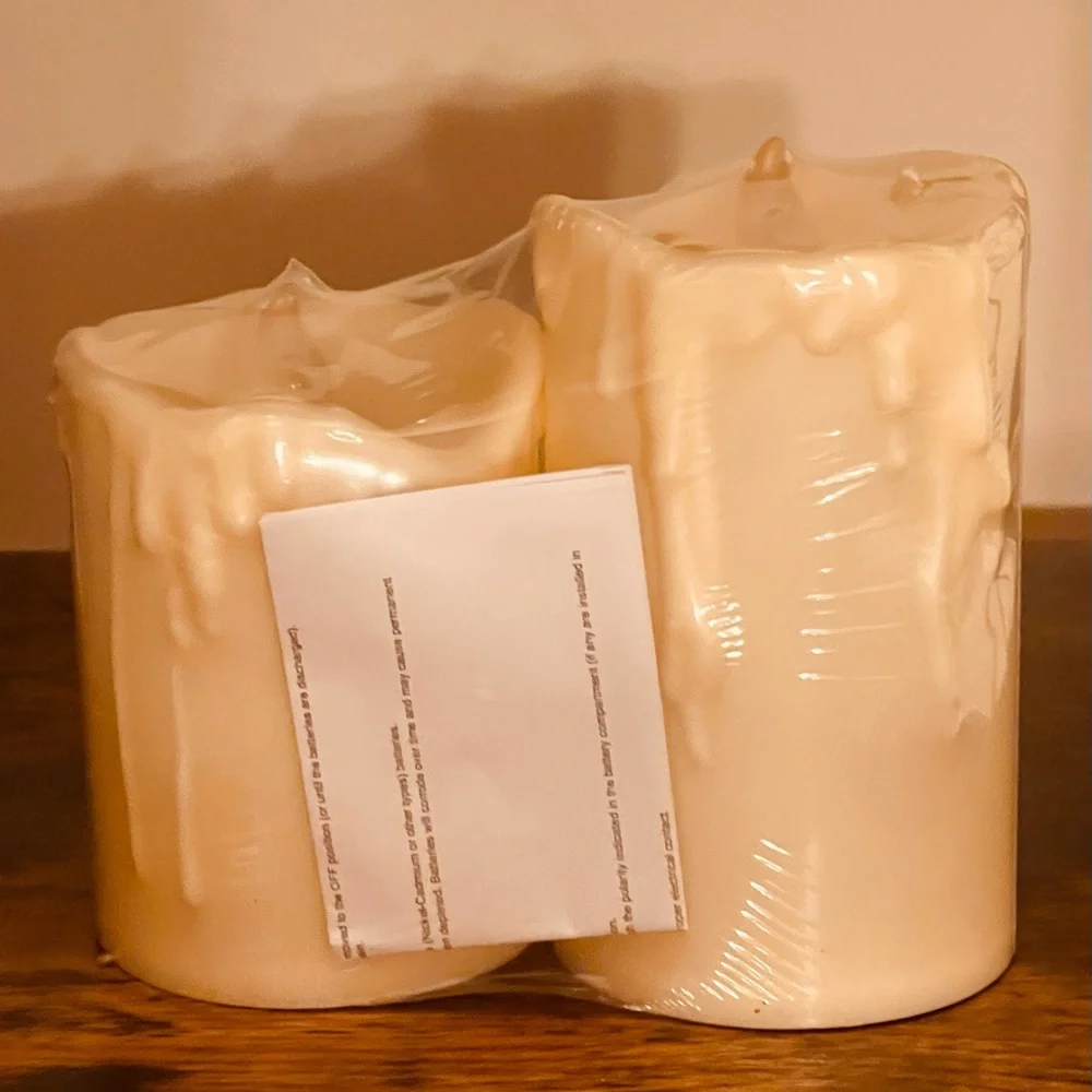Target Plastic LED Flameless Candle Set of 2 White Battery Operated New